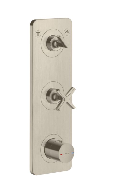 AXOR-HG-AXOR-Citterio-E-Thermostatmodul-380-120-Unterputz-fuer-2-Verbraucher-mit-Platte-Brushed-Nickel-36703820 gallery number 1